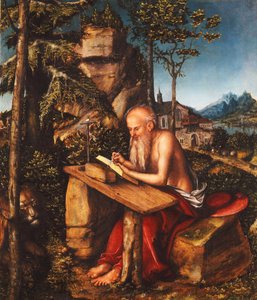 Saint Jerome Writing in a Rocky Landscape