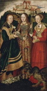 Altarpiece with the Martyrdom of Saint Catharine, Right Wing: The Saint Barbara, Ursula and Margaret