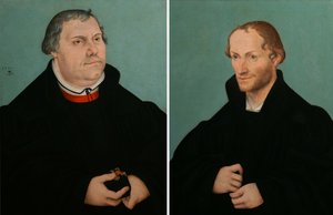 Portrait of Martin Luther and Portrait of Philippe Melanchthon by Lucas Cranach the Younger