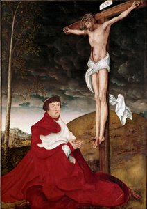 Cardinal Albert von Brandenburg Adoring the Crucifix