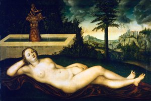 Nymph at Fountain by Lucas the Elder Cranach