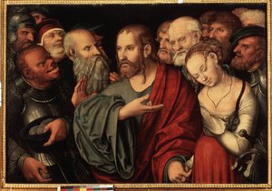 Christ and the Woman Taken in Adultery by Lucas the Younger Cranach