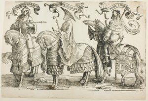 Ahaz, Hezekiah, Manasses, plate four, from The Twelve Kings of Israel by Lucas van Leyden
