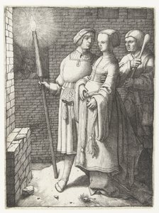 Young Man with a Torch, a Woman, and a Jester by Lucas van Leyden