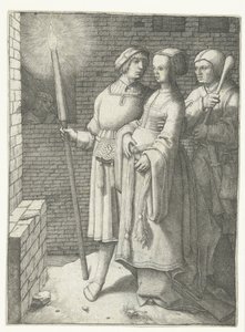 Young Man with a Torch, a Woman and a Jester by Lucas van Leyden