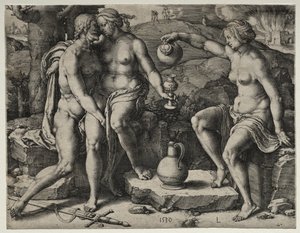 Lot and His Daughters by Lucas van Leyden