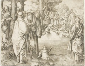 The Baptism of Christ in the River Jordan by Lucas van Leyden