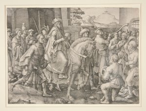 The Triumph of Mordecai, Esther 6.11 by Lucas van Leyden