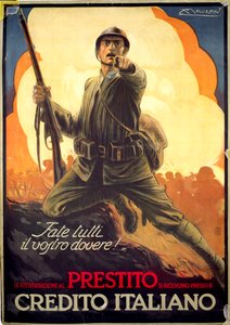 Italian WWI Propaganda Poster Advertising War Bonds by Luciano Achille Mauzan
