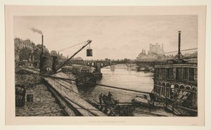 The Bridge of Saints-Peres in Paris by Lucien Marcelin Gautier