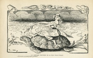 Illustration in Le Rire, 05/10/12 - The tortuous paths of peace Italo Turkish - War, Turkey, Italy, Peace - Turtle - Animation, Allegory