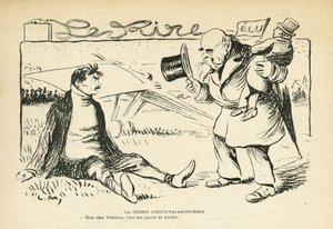 Illustration in Le Rire, 30/03/12 - The Limoux-Palais-Bourbon Race - Elections, Aviation - Vedrines Jules (engraving) by Lucien Metivet