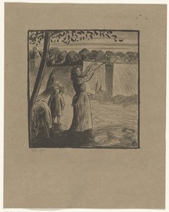 Hanging the Laundry by Lucien Pissarro