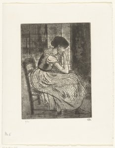 Young Woman Sitting by a Fireplace