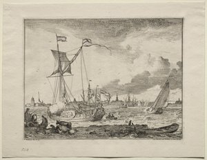 View of Amsterdam with Ships in Foreground by Ludolf Backhuysen