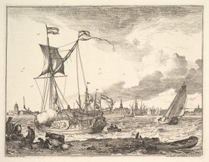 Harbor Scene by Ludolf Backhuysen I