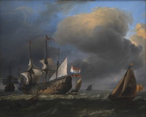 Seascape with Dutch Men-of-War and Fishing Boats