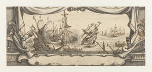 Naval Battle in a Cartouche