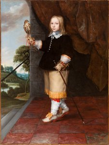 Portrait of a Young Boy Holding a Kestrel