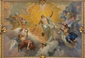 Cybo chapel (northern arm of the transept), vault: Resurrection of Jesus Christ