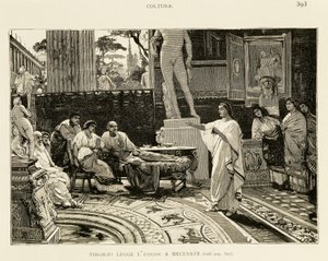 Maecenas listening to Virgil reading Aeneid (illustration)