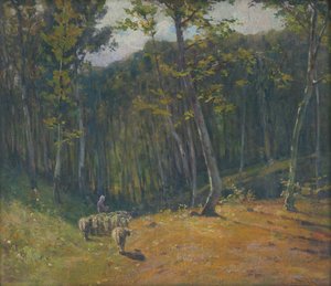 Sheep in the Forest by Ludovit Cordak