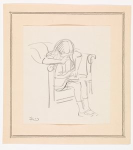 Girl Sitting in a Chair and Reading by Ludvig Find