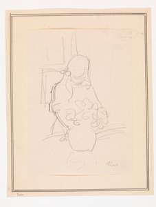 Girl Standing by a Table with a Vase by Ludvig Find