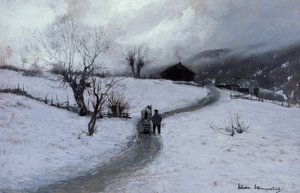 Man with Horse and Sledge by Ludvig Skramstad