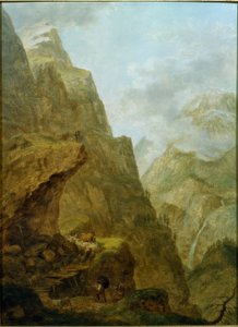 At Klausen Pass with Herd by Ludwig Hess