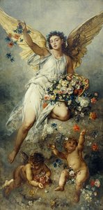 Flora with Putti-Peace by Ludwig Knaus