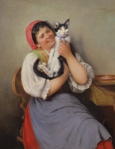 Her Favourite Cat by Ludwig Kohrl