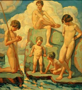 Five Boys on Rocks by Ludwig von Hofmann