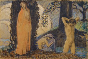 Two Women and a Young Man in the Bath