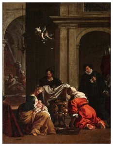 North Transept, Altar of San Rocco 1635-1645, Genovesino 1645, Birth of St. Rocco, Painted Lower Left