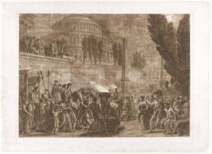 Procession at Ancient Temple by Luigi Ademollo