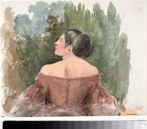 Portrait of Young Woman from Back