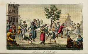 Knucklebones (Illustration from Il costume antico e moderno o storia del governo by Giulio Ferrario)