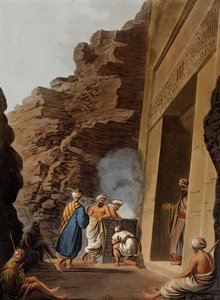 Entrance to burial chamber at Sphinx of Giza, engraving, by Luigi Mayer, from Views in Egypt, Palestine and Other Parts of Ottoman Empire