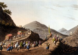 Exodus on the roads of the Balkans mountains - in “Views in the Ottoman Dominions, in Europe, in Asia, and some of the Mediterranean islands” from the original drawings by Luigi Mayer, London by Luigi Mayer
