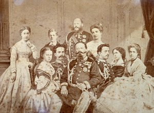 The Picture Portrays Various Members of the Royal Family of Savoy. At the Center, Seated, Victor Emmanuel II, Umberto I and Amedeo in Full Dress Uniform; the Daughters of the Sovereign and Elisabetta of Saxony in Elegant Clothes. In the Background by Luigi Montabone