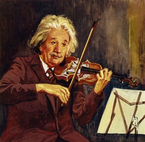 Albert Einstein playing the violin by Luis Arcas Brauner