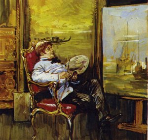 Turner sitting before one of his paintings
