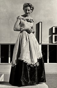 Model in ball gown created by the couture house Graldi
