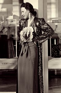 Model in evening dress created by the Italian couture house Dragoni