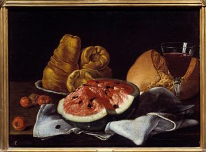 Watermelon, Bread, Cake and Wine Cup