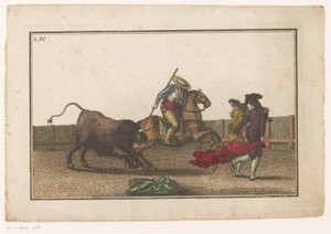 Picador Thrusts His Lance into a Bull (Coleccion de las principales suertes de una corrida de toros) (Verzameling van de belangrijkste manoeuvres bij het stierenvechten) by Luis Fernandez Noseret