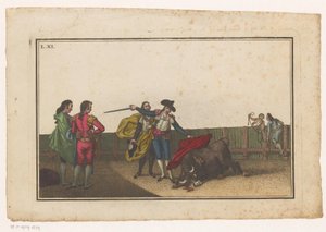 Bull Stabbed by a Matador (Collection of the Principal Maneuvers of a Bullfight) by Luis Fernandez Noseret
