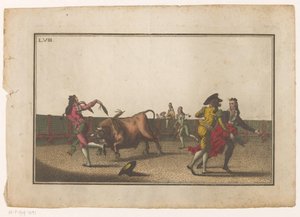 Bull Being Challenged with Banderillas (Collection of the Main Maneuvers in Bullfighting)