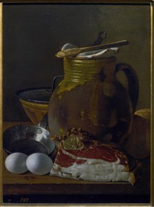 Still Life with Ham, Eggs, and Vessels by Luis Meléndez